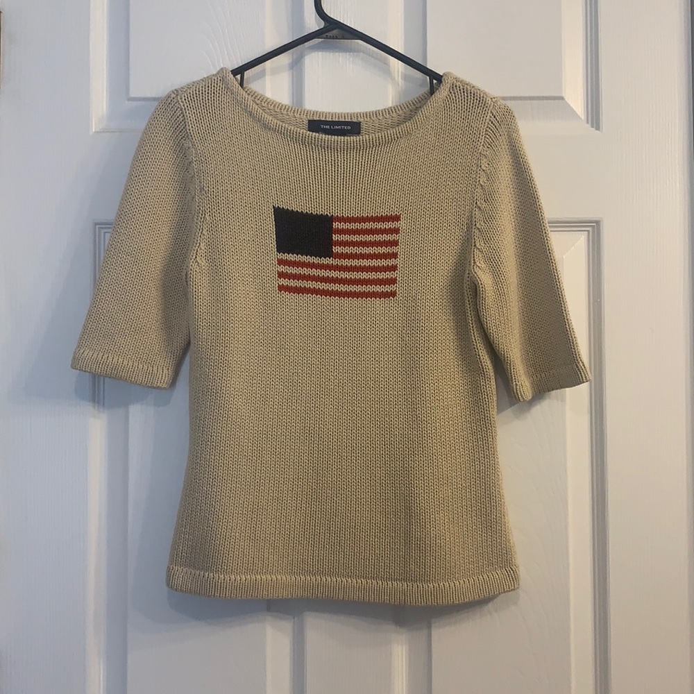 The Limited Tan 3/4 Sleeve Top with Flag - Picture 1 of 4